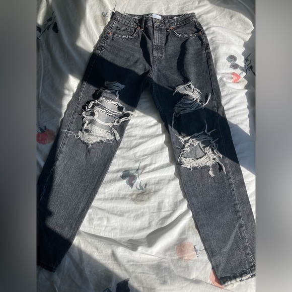 ZARA Black High Waist Ripped Skinny Jeans - Picture 2 of 14